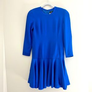 80’s Carolina Herrera for Bergdorf Goodman Drop Waist Blue Dress Sz 10